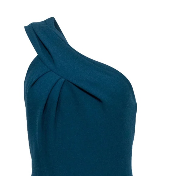 Tory Burch Ashlee One-Shoulder Crepe Cocktail Dress Deep Teal Size 8 | Medium - Picture 3 of 10